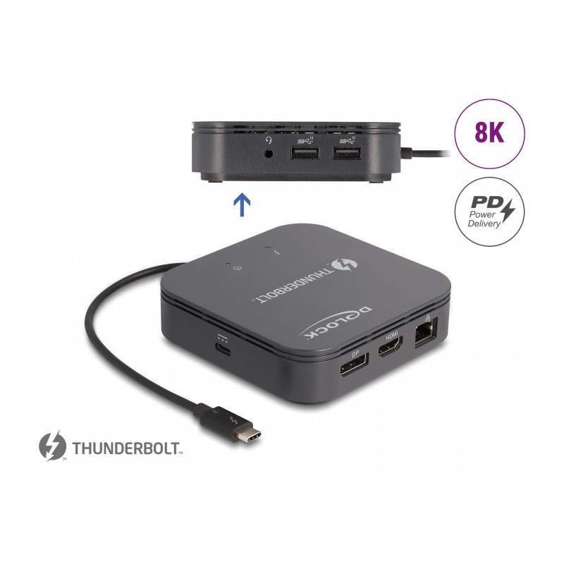 Delock Thunderbolt™ 3 Mini Dockingstation 8K - DisplayPort / HDMI / USB / LAN / Audio / PD 3.0