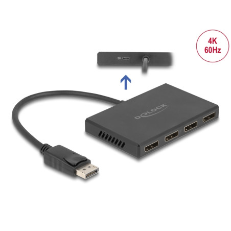 Delock DisplayPort 1.4 Splitter 1 x DisplayPort in zu 4 x DisplayPort out