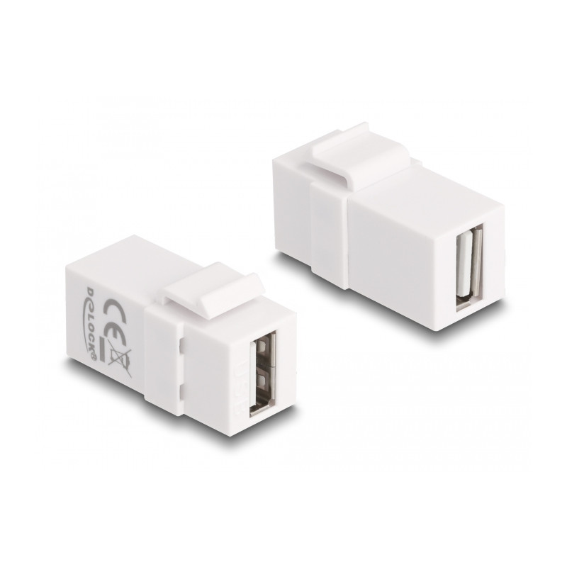 Delock Keystone Modul USB 2.0 A Buchse zu USB 2.0 A Buchse weiß