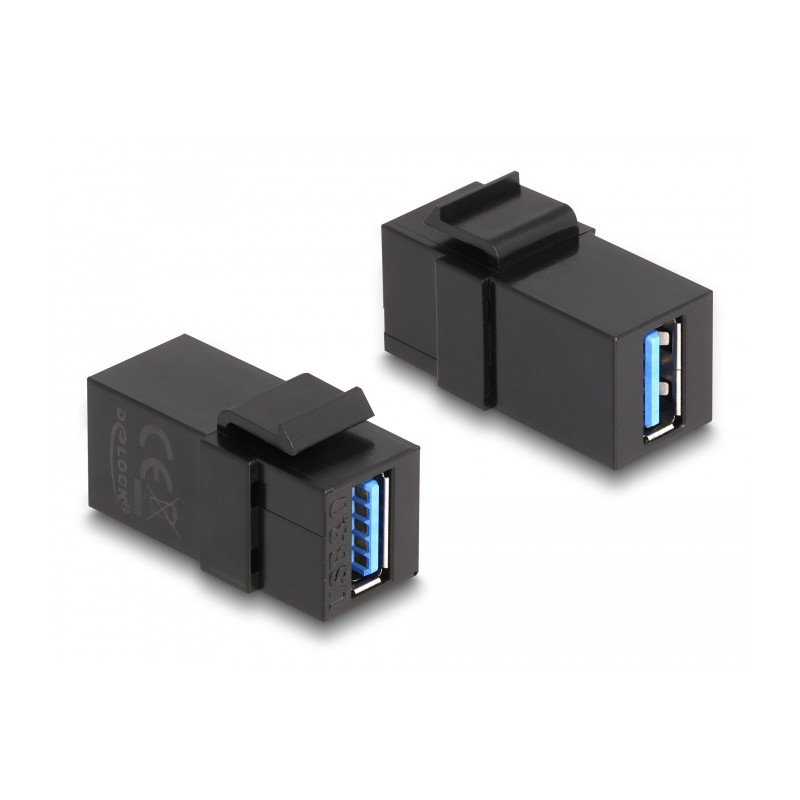 Delock Keystone Modul USB 5 Gbps A Buchse zu USB 5 Gbps A Buchse schwarz (1:1)