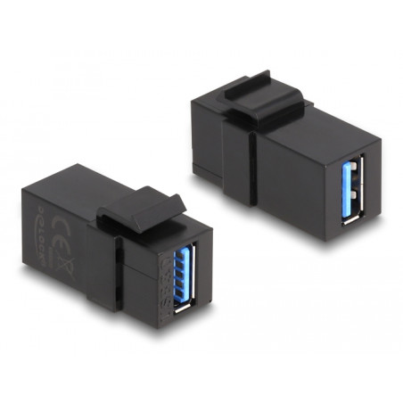 Delock Keystone Modul USB 5 Gbps A Buchse zu USB 5 Gbps A Buchse schwarz (1:1)