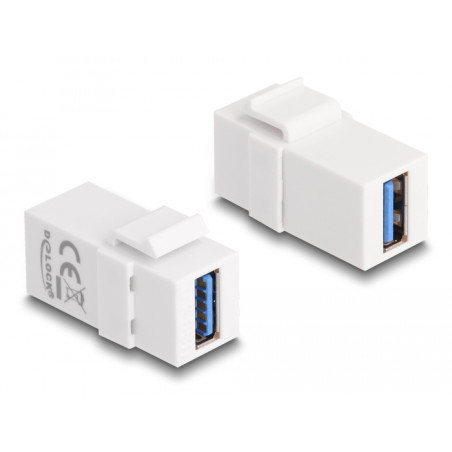 Delock Keystone Modul USB 5 Gbps A Buchse zu USB 5 Gbps A Buchse weiß (1:1)