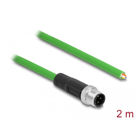 Delock Netzwerkkabel M12 D-kodiert 4 Pin zu offenen Kabelenden TPU 2 m