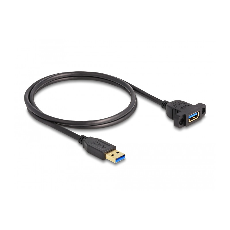 Delock SuperSpeed USB 5 Gbps (USB 3.2 Gen 1) Kabel USB Typ-A Stecker zu Buchse 1 m zum Einbau schwarz