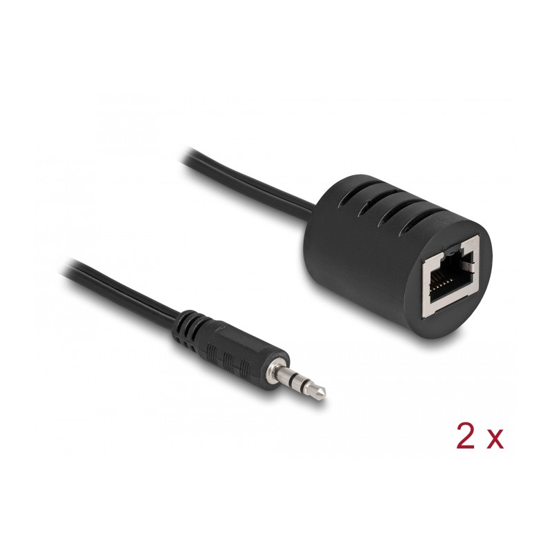 Delock Stereo Audio Extender RJ45 Buchse zu 3,5 mm Klinkenstecker Cat.5 bis 50 m Set 2 Stück