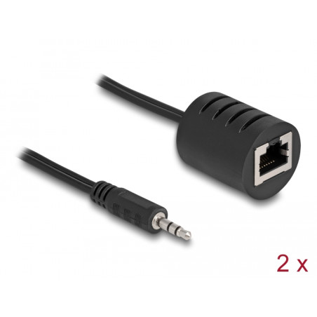 Delock Stereo Audio Extender RJ45 Buchse zu 3,5 mm Klinkenstecker Cat.5 bis 50 m Set 2 Stück