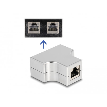 Delock RJ45 Splitter / T-Adapter 1 x RJ45 Buchse zu 2 x RJ45 Buchse Cat.5e STP
