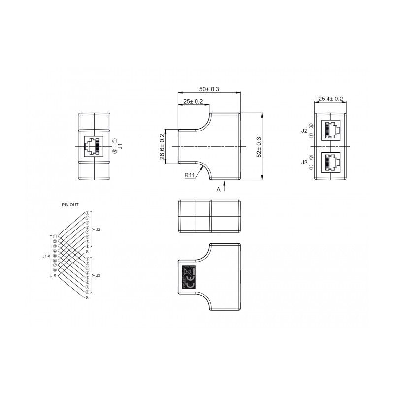 Delock RJ45 Splitter / T-Adapter 1 x RJ45 Buchse zu 2 x RJ45 Buchse Cat.5e STP