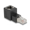 Delock RJ45 Stecker zu RJ45 Buchse Adapter Cat.6A 90° nach oben gewinkelt