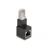 Delock RJ45 Stecker zu RJ45 Buchse Adapter Cat.6A 90° nach unten gewinkelt
