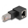 Delock RJ45 Stecker zu RJ45 Buchse Adapter Cat.6A 90° nach unten gewinkelt