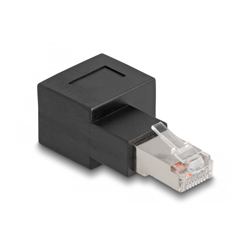 Delock RJ45 Stecker zu RJ45 Buchse Adapter Cat.6A 90° nach rechts gewinkelt
