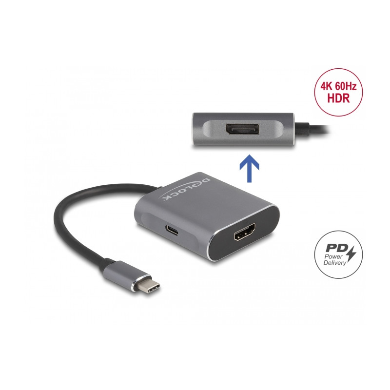 Delock USB Type-C™ Splitter (DP Alt Mode) zu 1 x HDMI + 1 x DisplayPort MST mit USB Type-C™ PD
