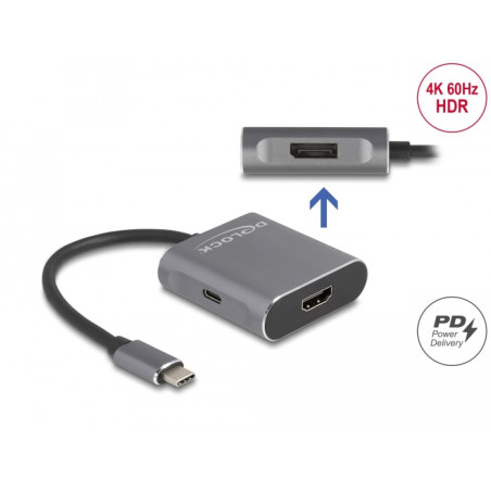 Delock USB Type-C™ Splitter (DP Alt Mode) zu 1 x HDMI + 1 x DisplayPort MST mit USB Type-C™ PD