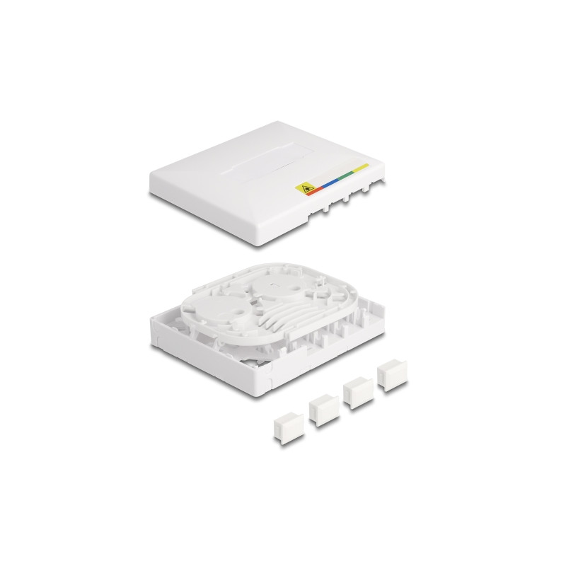 Delock LWL Anschlussdose FTTH zur Wandmontage für 4 x SC Simplex oder LC Duplex weiß