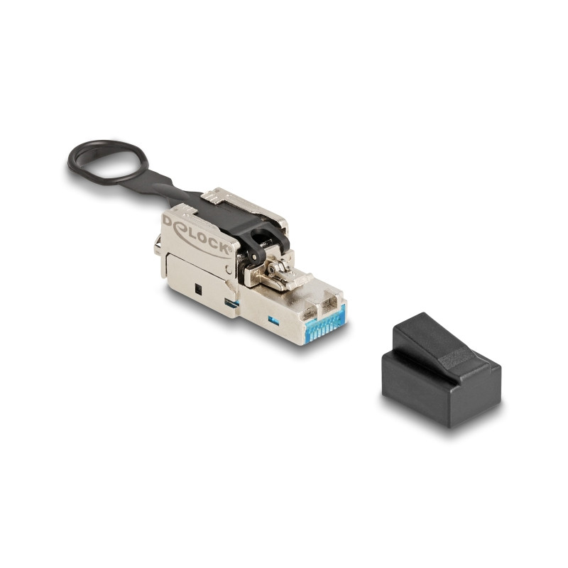 Delock RJ45 Stecker feldkonfektionierbar Cat.6A mit Push und Pull Lasche werkzeugfrei