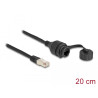 Delock Kabel RJ50 Stecker zu RJ50 Buchse zum Einbau mit Verschlusskappe IP67 staub- und wasserdicht 20 cm