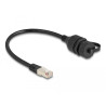 Delock Kabel RJ50 Stecker zu RJ50 Buchse zum Einbau mit Verschlusskappe IP67 staub- und wasserdicht 20 cm