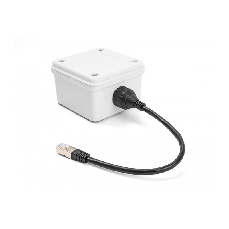 Delock Kabel RJ50 Stecker zu RJ50 Buchse zum Einbau mit Verschlusskappe IP67 staub- und wasserdicht 20 cm