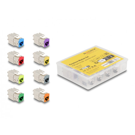 Delock Keystone Modul RJ45 Buchse zu LSA Cat.6A werkzeugfrei farbig Set 8 Stück