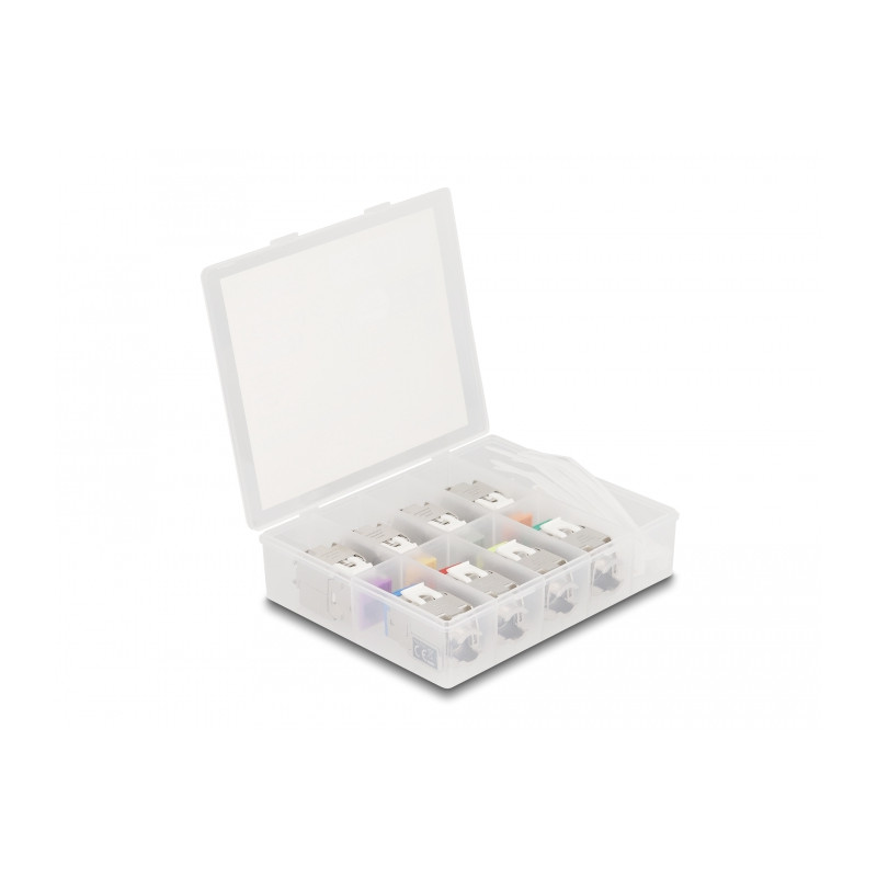 Delock Keystone Modul RJ45 Buchse zu LSA Cat.6A werkzeugfrei farbig Set 8 Stück