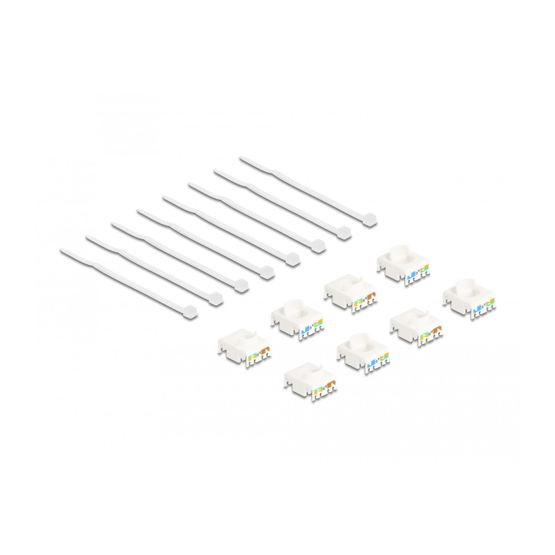 Delock Keystone Modul RJ45 Buchse zu LSA Cat.6A werkzeugfrei farbig Set 8 Stück