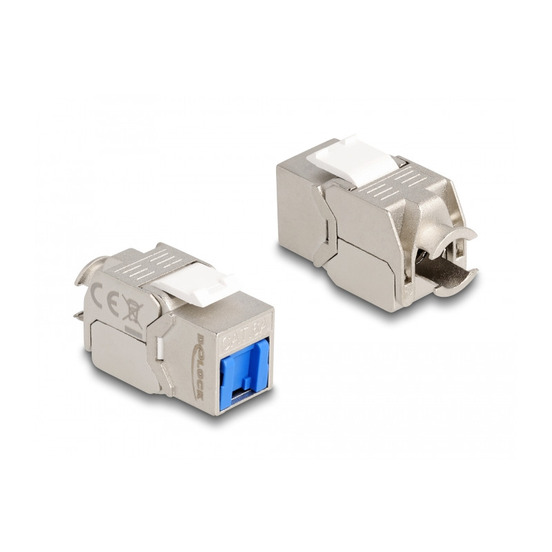 Delock Keystone Modul RJ45 Buchse zu LSA Cat.6A werkzeugfrei mit blauer Staubschutzkappe