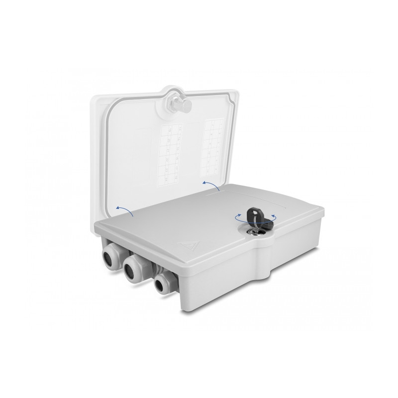 Delock LWL Verteilerbox für Innen- und Außenbereich IP55 wasserfest abschließbar 6 Port grau