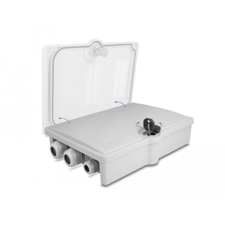 Delock LWL Verteilerbox für Innen- und Außenbereich IP55 wasserfest abschließbar 6 Port grau