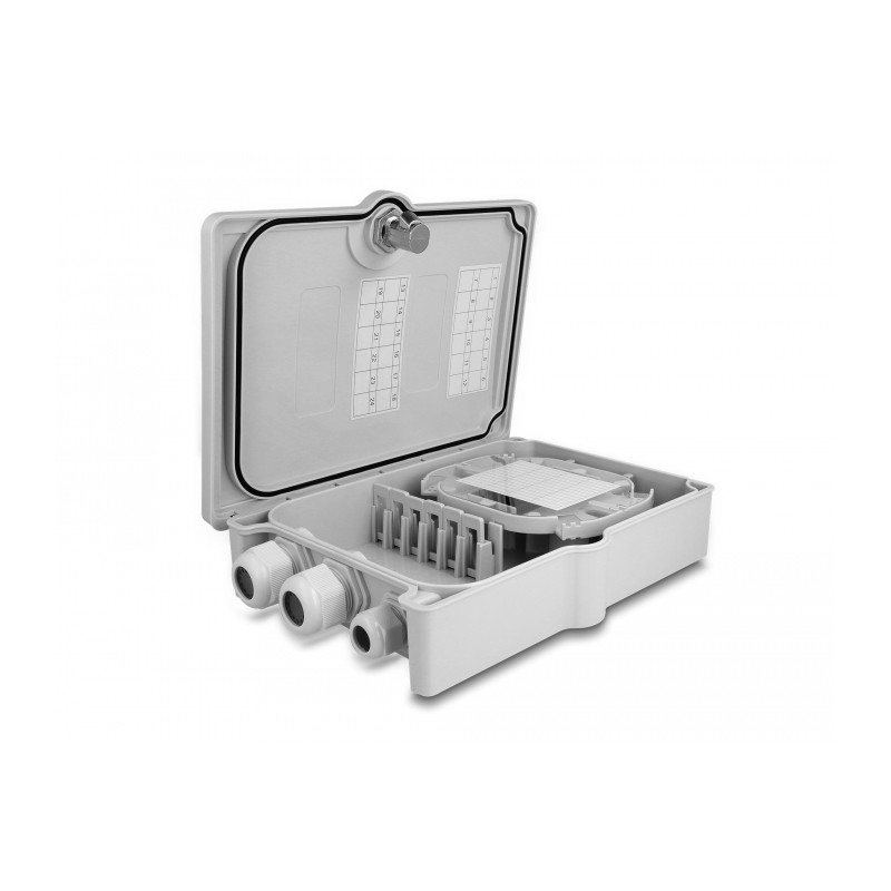 Delock LWL Verteilerbox für Innen- und Außenbereich IP55 wasserfest abschließbar 6 Port grau