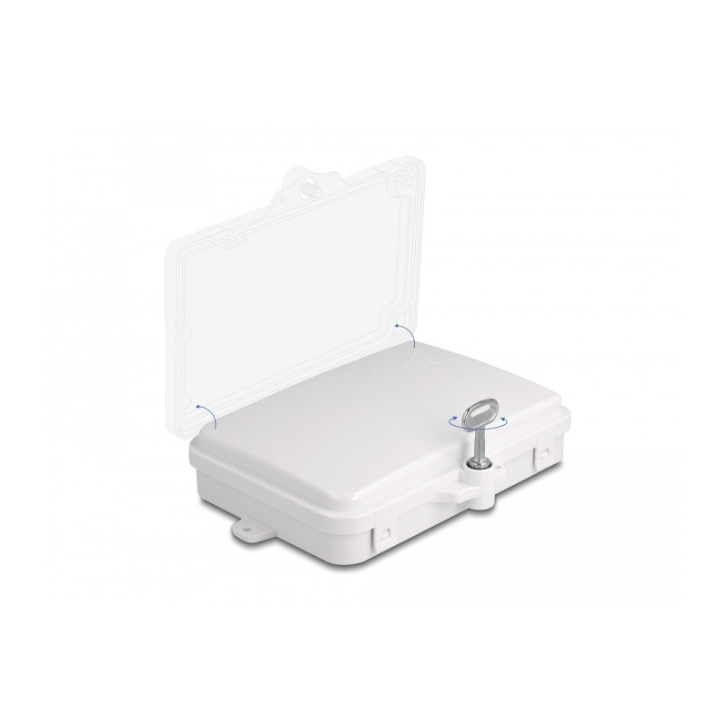 Delock LWL Verteilerbox für Innen- und Außenbereich IP65 wasserfest abschließbar 6 Port weiß