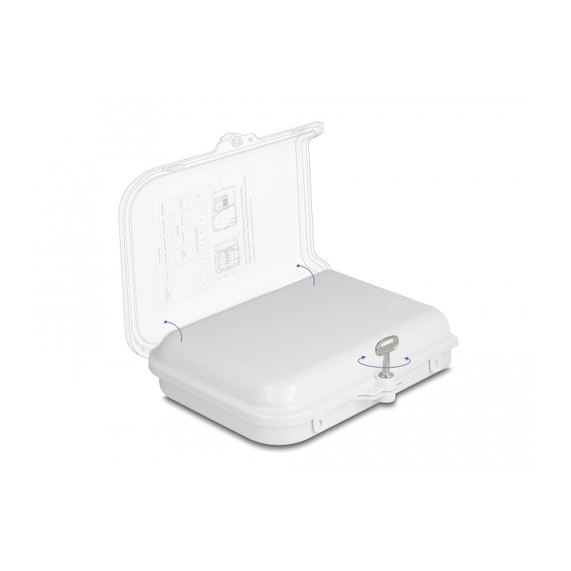 Delock LWL Verteilerbox für Innen- und Außenbereich IP65 wasserfest abschließbar 8 Port weiß