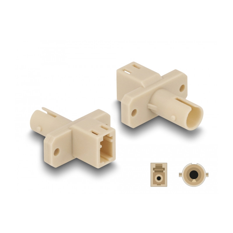 Delock LWL Hybrid Kupplung LC Simplex Buchse zu ST Simplex Buchse beige