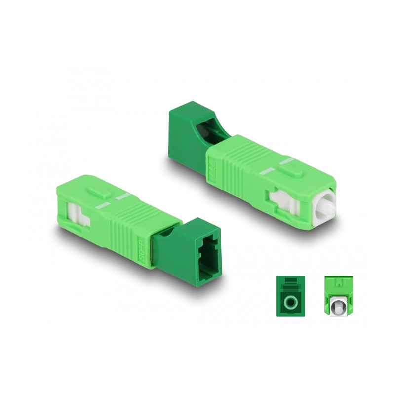 Delock LWL Hybrid Kupplung SC Simplex Stecker zu LC Simplex Buchse grün