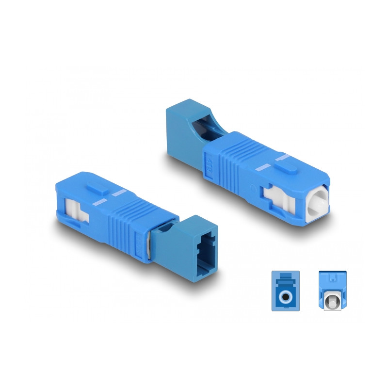 Delock LWL Hybrid Kupplung SC Simplex Stecker zu LC Simplex Buchse blau