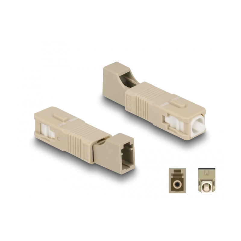 Delock LWL Hybrid Kupplung SC Simplex Stecker zu LC Simplex Buchse beige