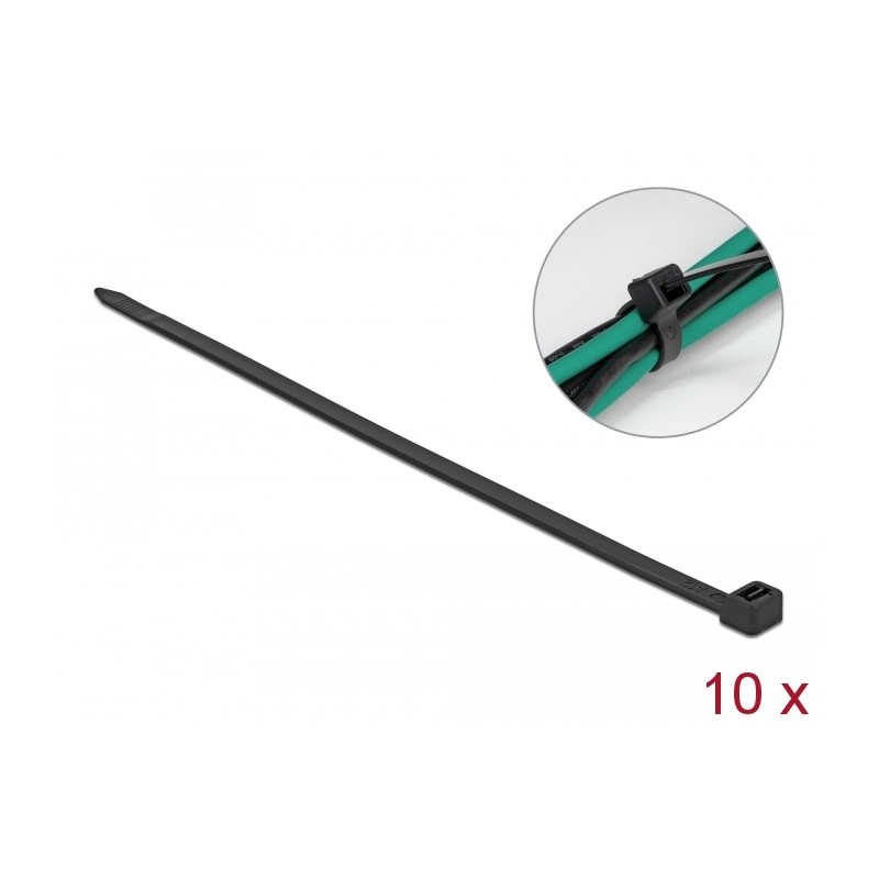 Delock Kabelbinder L 500 x B 8,8 mm 10 Stück schwarz
