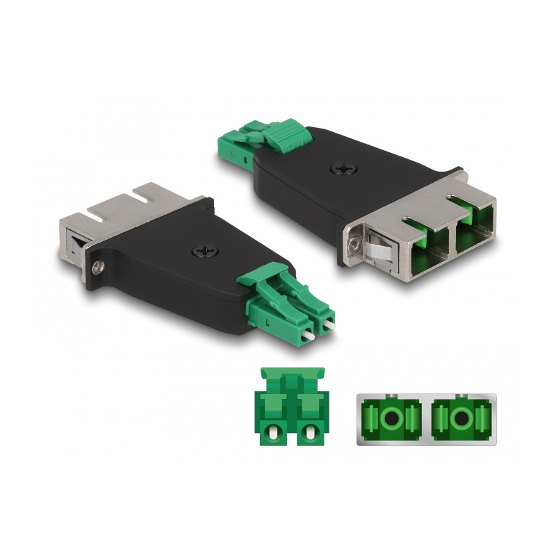 Delock LWL Hybrid Kupplung LC Duplex Stecker zu SC Duplex Buchse grün