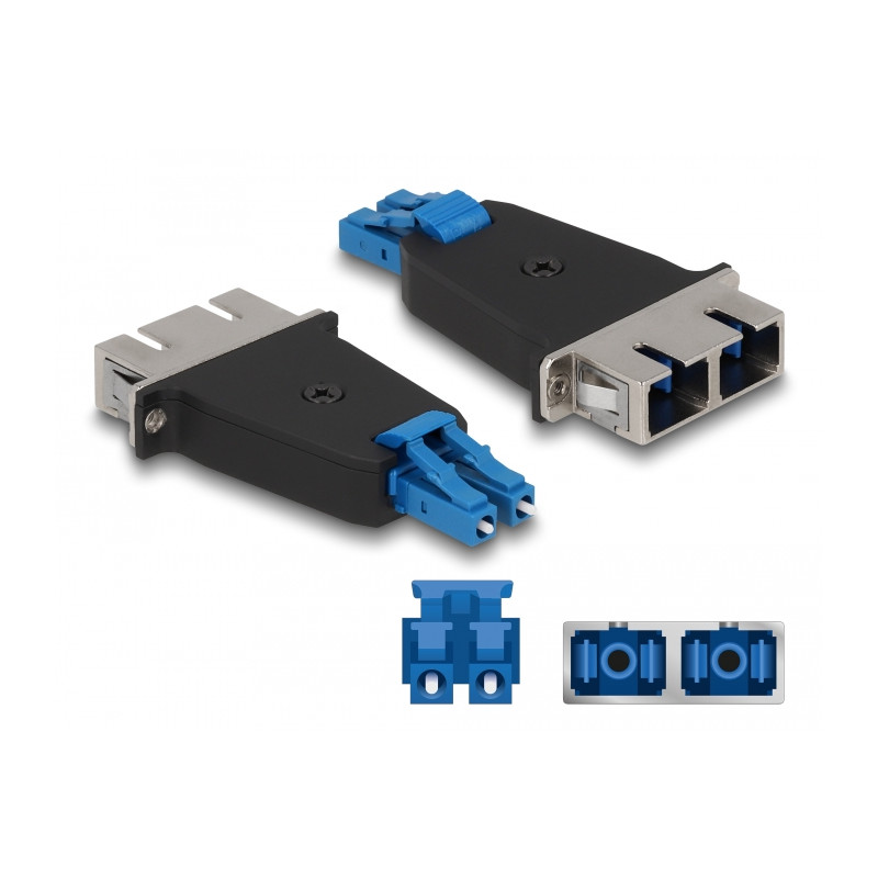 Delock LWL Hybrid Kupplung LC Duplex Stecker zu SC Duplex Buchse blau