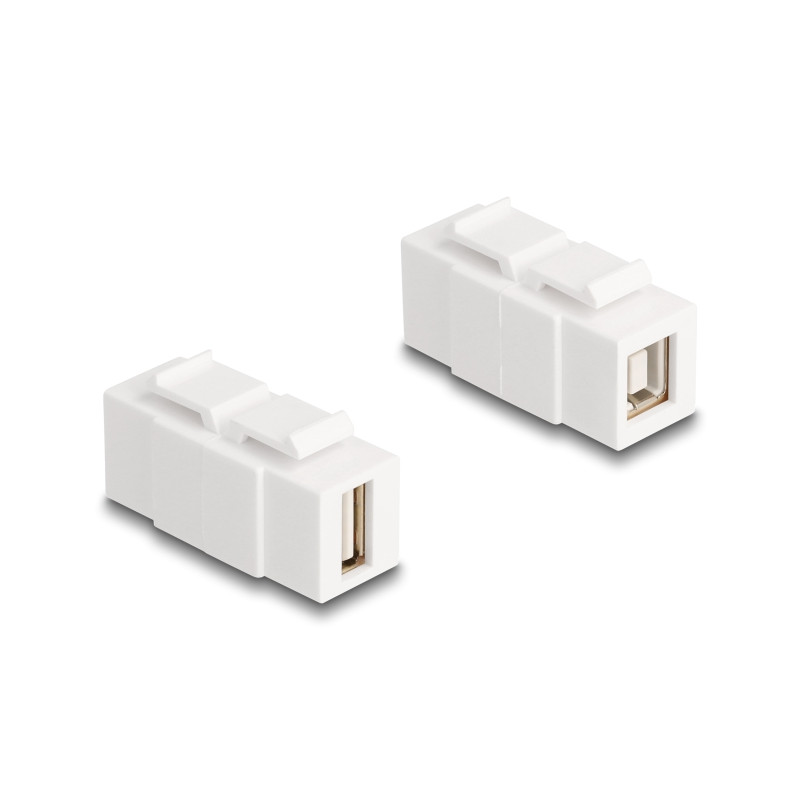 Delock Keystone Modul USB 2.0 Typ-A Buchse zu USB 2.0 Typ-B Buchse beidseitig einbaubar weiß