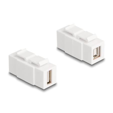 Delock Keystone Modul USB 2.0 Typ-A Buchse zu USB 2.0 Typ-B Buchse beidseitig einbaubar weiß