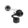 Delock Kabelverbinder RJ12 Buchse zu RJ12 Buchse zum Einbau mit Verschlusskappe IP68 staub- und wasserdicht schwarz