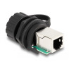 Delock Kabelverbinder RJ12 Buchse zu RJ12 Buchse zum Einbau mit Verschlusskappe IP68 staub- und wasserdicht schwarz