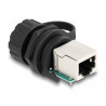 Delock Kabelverbinder RJ50 Buchse zu RJ50 Buchse zum Einbau mit Verschlusskappe IP68 staub- und wasserdicht schwarz