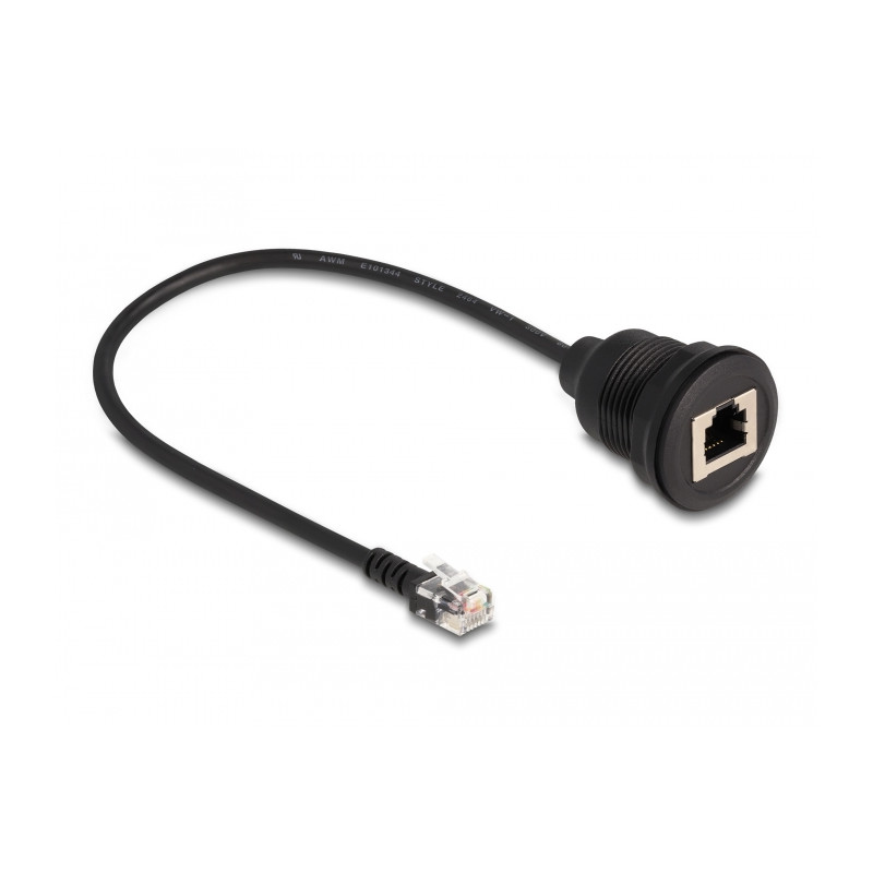 Delock Kabel RJ12 Stecker zu RJ12 Buchse zum Einbau 30 cm schwarz