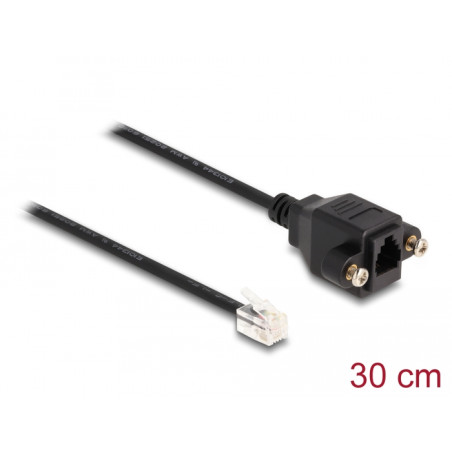 Delock Kabel RJ10 Stecker zu RJ10 Buchse zum Einbau 30 cm schwarz