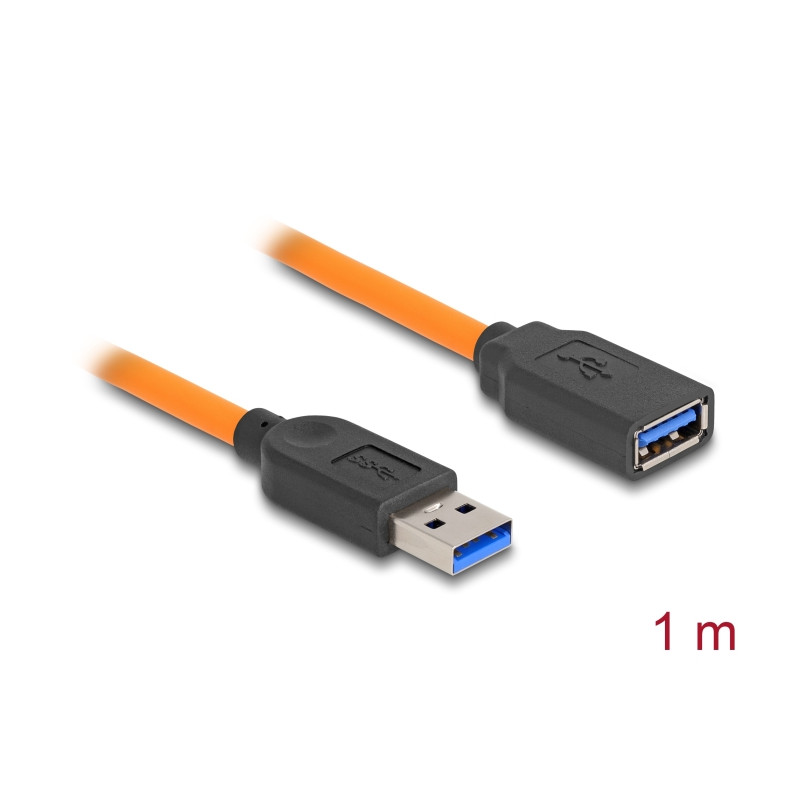 Delock USB 5 Gbps Kabel USB Typ-A Stecker zu USB Typ-A Buchse für Tethered Shooting 1 m orange