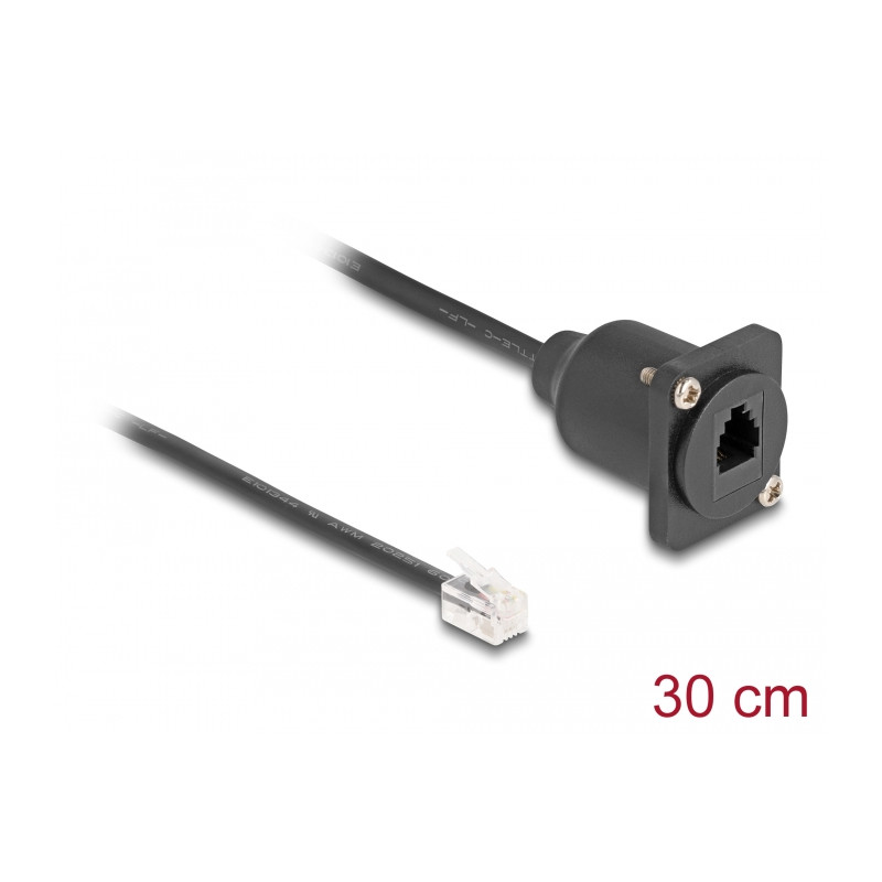 Delock D-Typ RJ10 Kabel Stecker zu Buchse schwarz 30 cm