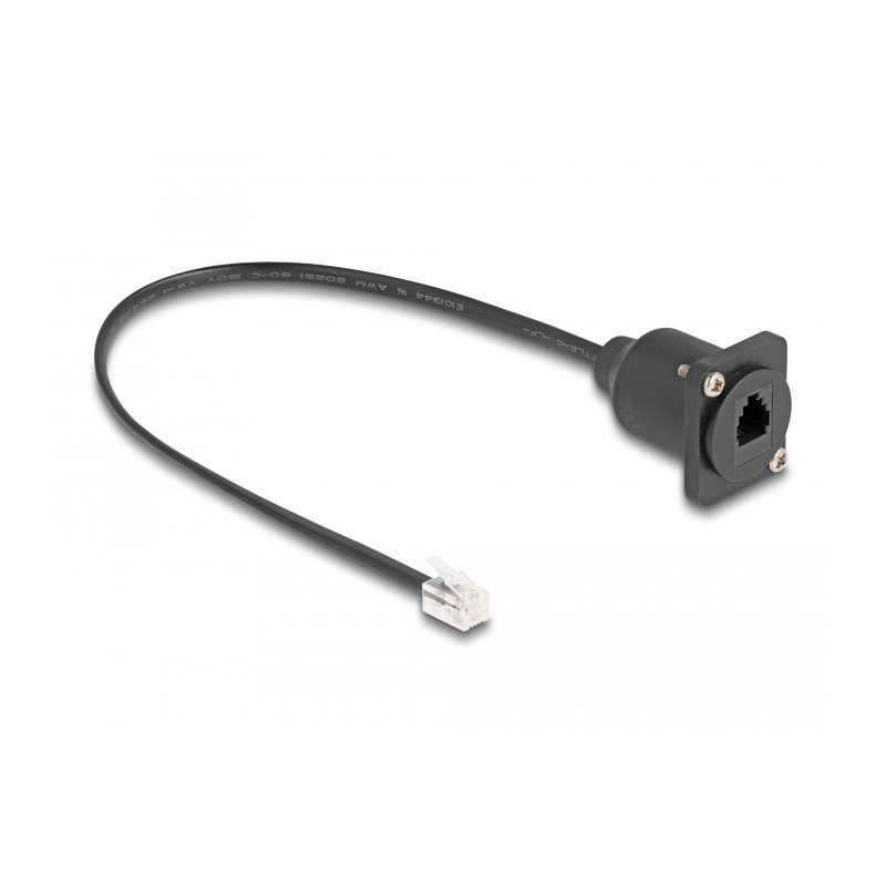 Delock D-Typ RJ10 Kabel Stecker zu Buchse schwarz 30 cm