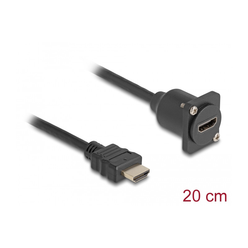 Delock D-Typ HDMI Kabel Stecker zu Buchse schwarz 20 cm